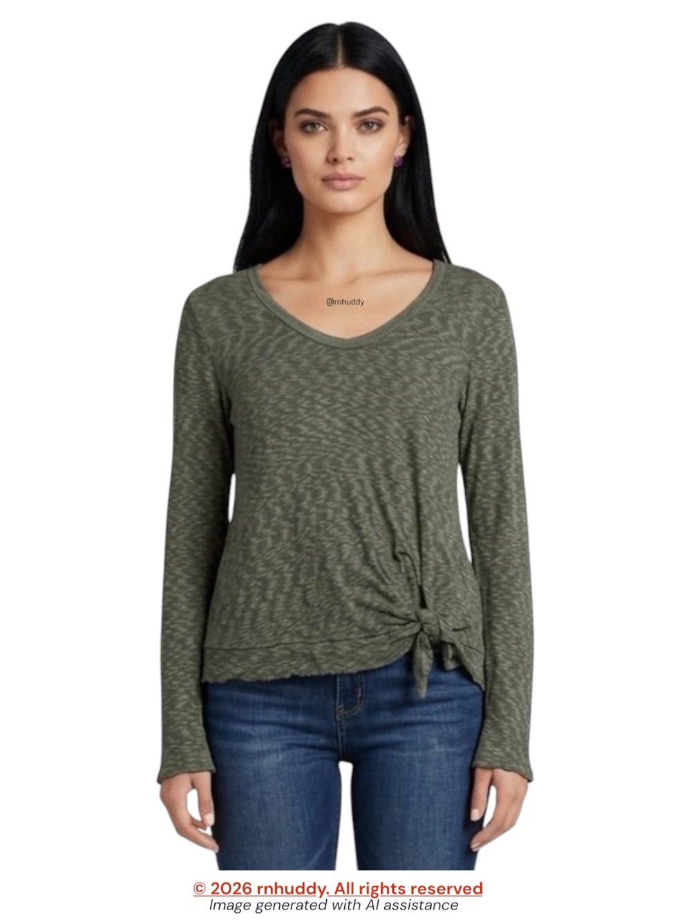 Anthropologie Left of Center XS green waffle side knot long sleeve top